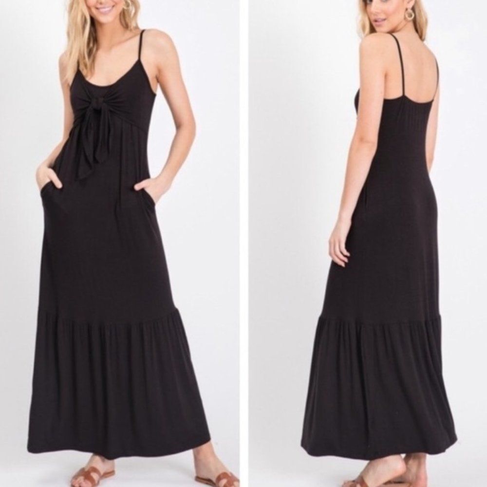 Black Cami Maxi Dress W/ Pockets ~ Sexy & Chic ~NEW